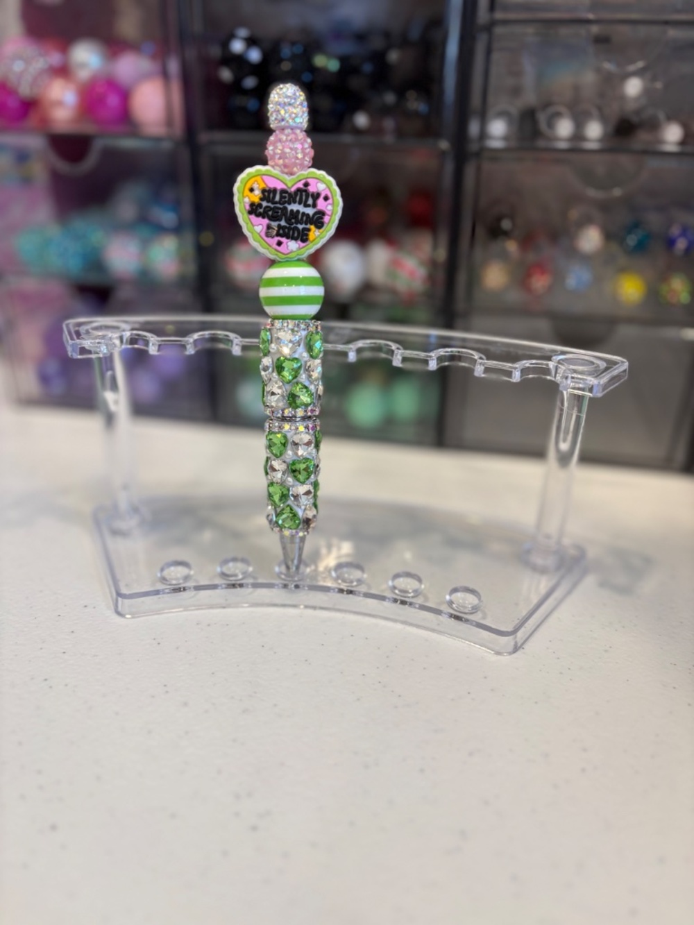 Handmade Humorous Rhinestone Beaded Pen - Picture 2 of 2